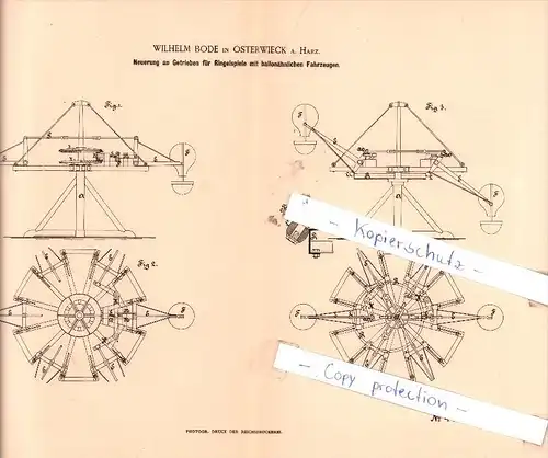 Original Patent - Wilhelm Bode in Osterwieck a. Harz , 1888 , Sport !!!