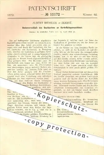 original Patent - Albert Riessler in Zerbst , 1879 , Saatkasten an Kartoffellegemaschinen , Kartoffeln , Landwirtschaft