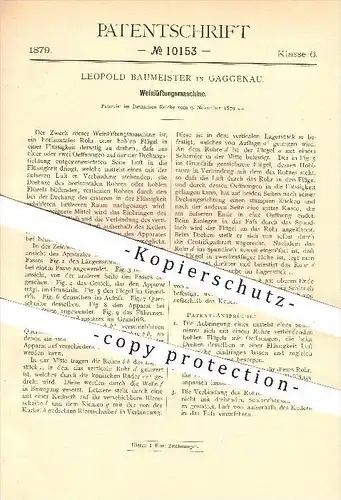 original Patent - Leopold Baumeister in Gaggenau , 1879 , Weinlüftungsmaschine , Wein , Weinfass , Weinkeller !!!