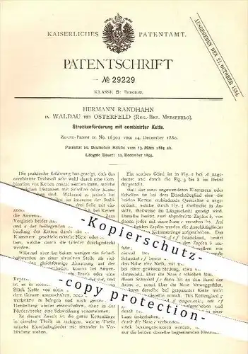 original Patent - Hermann Randhahn in Waldau bei Osterfeld , Merseburg , 1884 , Streckenförderung , Bergbau , Förderung