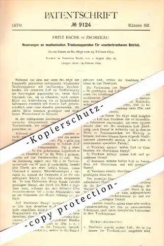 Original Patent - Fritz Esche in Schipkau / Zschipkau , 1879 , Trockenapparat , Trockner !!!