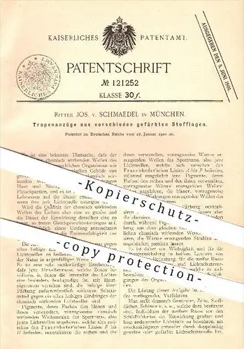 original Patent - Ritter Jos. v. Schmaedel in München , 1900 , Tropenanzug aus verschieden gefärbten Stofflagen , Stoff