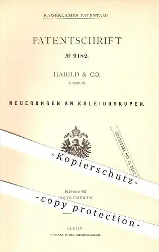 original Patent - Habild & Co. in Berlin , 1879 , Kaleidoskop , Spiegelbild , Spiegel , Fernrohr , Spielzeug !!!