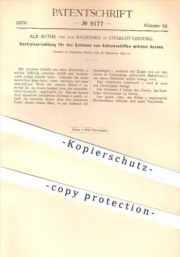 original Patent - Alb. Bothe u. von Bagensky , Charlottenburg , 1879, Entladen von Schiffen mit Karren , Schiff , Berlin