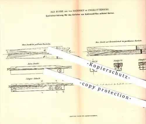 original Patent - Alb. Bothe u. von Bagensky , Charlottenburg , 1879, Entladen von Schiffen mit Karren , Schiff , Berlin