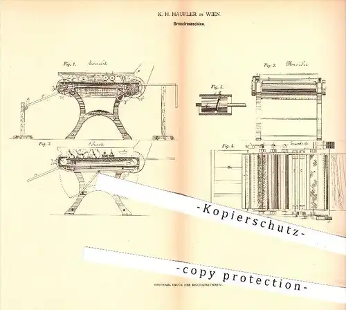 original Patent - K. H. Haufler in Wien , 1879 , Bronziermaschine , Bronzieren , Bronze , Druck , Druckerei , Buchdruck