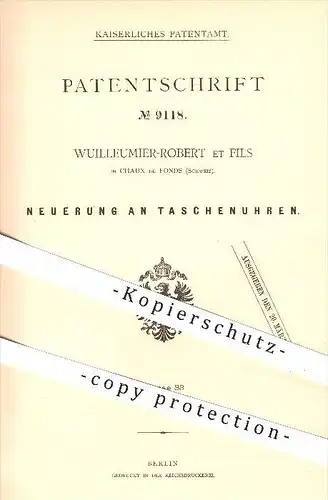 original Patent - Wuilleumier-Robert et Fils in Chaux de Fonds , Schweiz , 1879 , Taschenuhr , Uhr , Uhren , Uhrmacher !