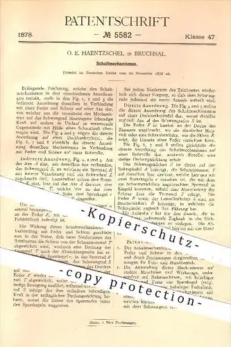 original Patent - O. E. Haentzschel in Bruchsal , 1878 , Schaltmechanismus , Schaltung , Maschinen , Nähmaschine !!!