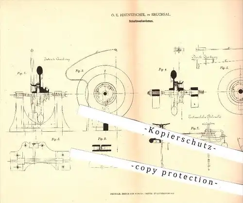 original Patent - O. E. Haentzschel in Bruchsal , 1878 , Schaltmechanismus , Schaltung , Maschinen , Nähmaschine !!!