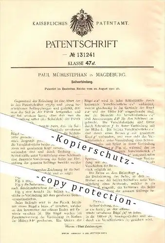original Patent - Paul Mühlstephan in Magdeburg , 1901 , Seilverbindung , Seil , Tau , Verschluss , Schloss , Seiler !!!
