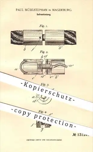 original Patent - Paul Mühlstephan in Magdeburg , 1901 , Seilverbindung , Seil , Tau , Verschluss , Schloss , Seiler !!!