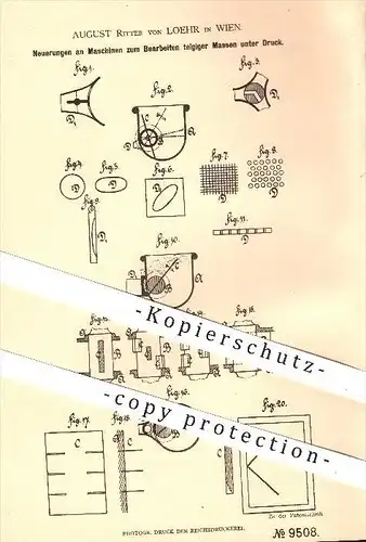 original Patent - August Ritter von Loehr in Wien , 1879 , Bearbeiten von Teigmassen unter Druck , Bäckerei , Bäcker !!!