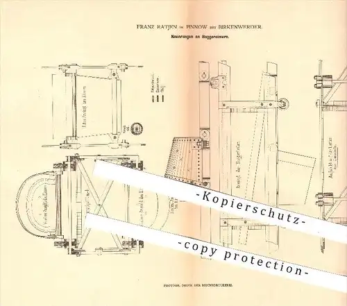 original Patent - Franz Ratjen in Pinnow bei Birkenwerder , 1879 , Bagger - Eimer , Wasserbau , Wasser , Beförderung !!!