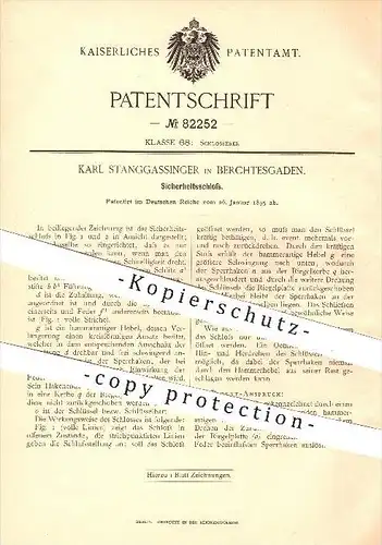 original Patent - Karl Stanggassinger in Berchtesgaden , 1895 , Sicherheitsschloss , Schloss , Schlosserei , Türschloss