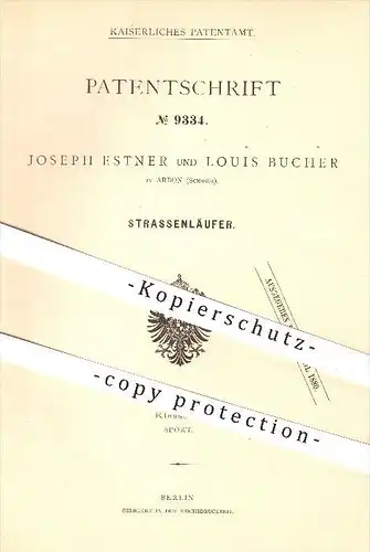 original Patent - Joseph Estner u. Louis Bucher in Arbon , Schweiz , 1879 , Straßenläufer , Roller , Rollschuhe , Sport