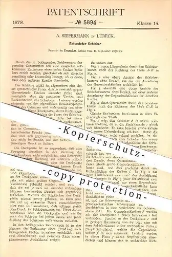 original Patent -  A. Siepermann , Lübeck , 1878 , Entlasteter Schieber , Dampfmaschine , Dampfmaschinen , Motor , Dampf