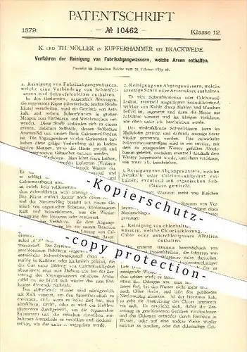 original Patent - K. u. Th. Möller , Kupferhammer bei Brackwede , 1879 , Reinigung von Fabrikabganggewässern , Arsen !!!