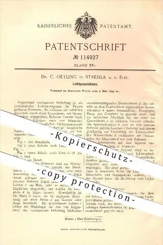 original Patent - Dr. C. Oetling , Strehla a. d. Elbe , 1899 , Lichtpausrahmen , Zeichnen , Kopieren , Kopie , Schreiben