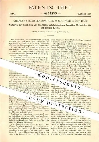 original Patent - Charles S. Rostaing di Rostagni , Potsdam , 1880, Herstellung künstlicher Zähne , Zahn , Zahnarzt !!!