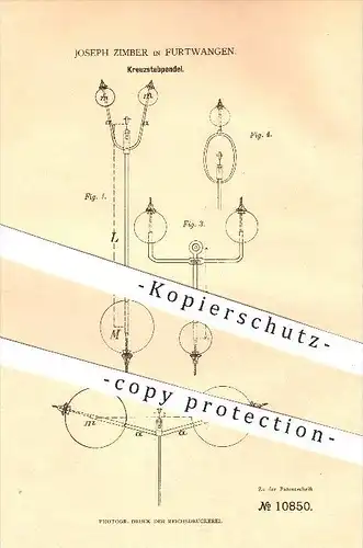 original Patent - Joseph Zimmer in Furtwangen , 1880 , Kreuzstabpendel , Pendel , Uhr , Uhren , Uhrmacher , Pendeluhr !!