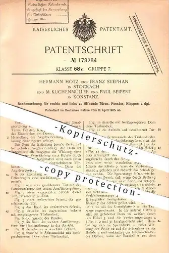 original Patent - H. Hotz , F. Stephan in Stockach , M. Kuchenmüller , P. Seifert in Konstanz , 1905 , Tür , Fenster !