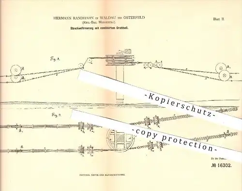 original Patent - Hermann Randhahn in Waldau bei Osterfeld , 1880 , Streckenführung mit Drahtseil , Bergbau , Förderung