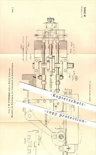original Patent - F. W. Schimmelbusch in Wald , 1886 , Scharniere an Schirmstangen , Regenschirm , Sonnenschirm , Schirm