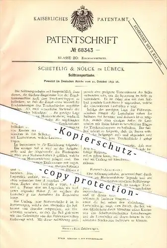 original Patent - Schetelig & Nölck in Lübeck , 1892 , Seiltransportbahn , Seilbahn , Eisenbahn , Eisenbahnen , Bahn !!!