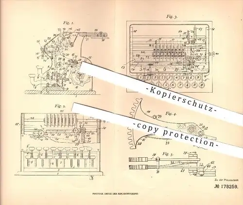 original Patent - Julius Welter in Malaga , 1905 , Rechenmaschine , Rechnen , Mathematik , Taschenrechner , Rechner !!!