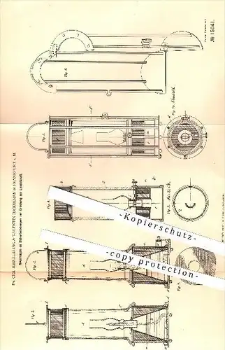 original Patent - Dr. Chr. Heinzerling & Valentin Hammeran , Frankfurt a. M. , 1880, Lampen zur Erhöhung der Leuchtkraft