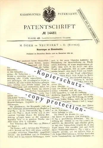 original Patent - M. Dorr in Neumarkt i. O. , 1880 , Bienenkasten , Biene , Bienen , Imker , Imkerei , Honig , Insekten