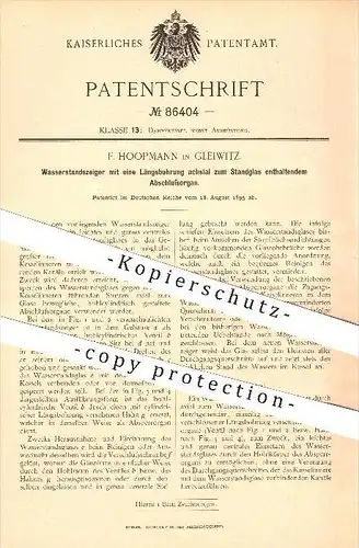 original Patent - F. Hoopmann in Gleiwitz , 1895 , Wasserstandsanzeiger , Dampfkessel , Dampfmaschinen , Wasser , Dampf