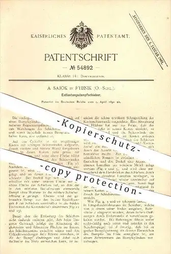 original Patent - A. Sajok in Rybnik , Schlesien , 1890 , Entlastungsdampfschieber , Dampfmaschinen , Dampf , Motor !!!