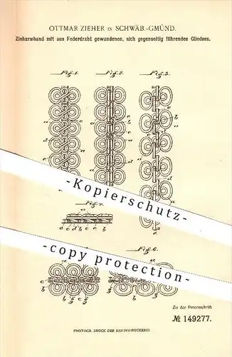 original Patent - Ottmar Zieher in Schwäbisch Gmünd , 1902 , Zieharmband , Armband , Schmuck , Goldschmied , Kette !!!