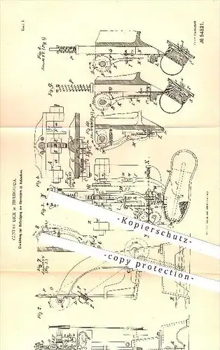 original Patent - Gustav Dick in Zeulenroda , 1890 , Befestigung des Oberleders an Holzsohlen , Schuster , Schuhe !!!