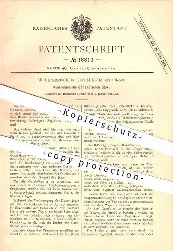 original Patent - W. Leinbrock in Gottleuba bei Pirna , 1882 , Gérard'scher Göpel , Kraftmaschine , Motor , Gérard !!!