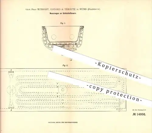 original Patent - Buissart , Godard & Téroute in Reims , Frankreich , 1881 , Schlichtefass , Fass , Fässer  !!!