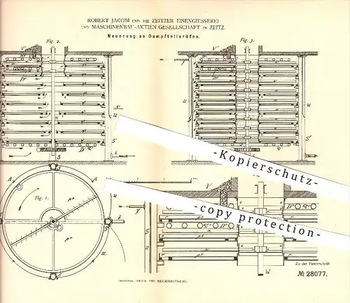 original Patent - R. Jacobi , Zeitzer Eisengießerei u. Maschinenbau-AG in Zeitz , 1883 , Dampftellerofen , Ofen , Öfen !