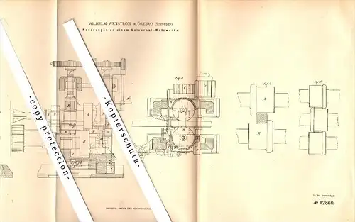 Original Patent - Wilhelm Wenström in Örebro , Schweden , 1880 , Universal-Walzwerke !!!