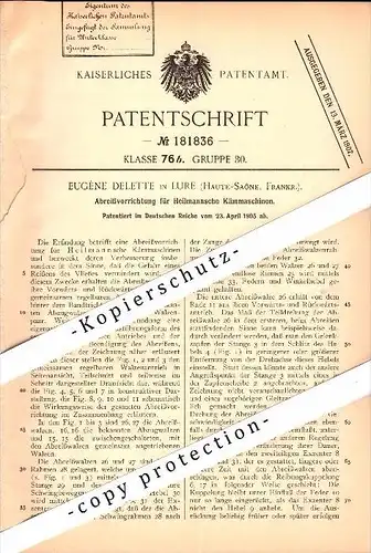 Original Patent - Eugene Delette à Lure , Haute-Saone , 1905 , Appareil pour Comber !!!