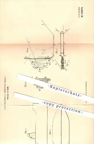 original Patent - N. Salvesen in Grimstad , Norwegen , 1901 , Notruder für Schiffe , Schiffbau , Schiff , Ruder , Rudern