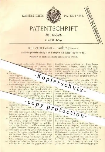 original Patent - Joh. Zehtmayr in Smiric , Böhmen , 1903 , Lampen an Kippflügen , Pflug , Pflügen , Licht , Beleuchtung