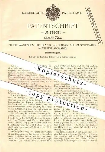 original Patent - T.  Fidjeland & Johan A. Schwartz in Christianssand , 1901 , Trommelmagazin , Gewehr , Kristiansand !!