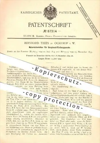 original Patent - Bernhard Thies in Ochtrup i. W. , 1895 , Materialbehälter für Gespinnst-Färbeapparate , Färben !!!