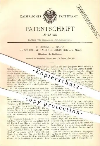 original Patent - H. Hommel in Mainz , Scholl & Kaller in Oberstein a. d. Nahe , 1893 , Mitnehmer für Drehbänke , Dreher