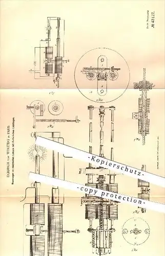 original Patent - Friedrich von Wolffers in Paris , 1887 , elektrische Lampe mit Volta'schem Lichtbogen , Beleuchtung !!