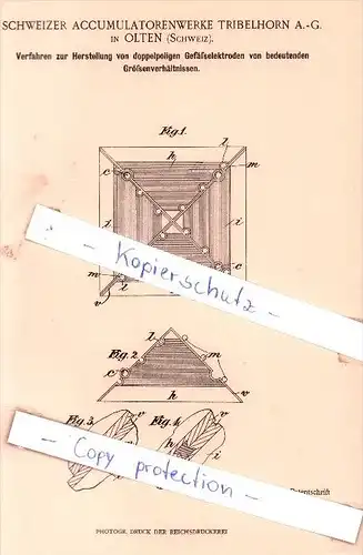 Original Patent - Schweizer Accumulatorenwerke Tribelhorn A.-G. in Olten , Schweiz , 1900 ,  !!!