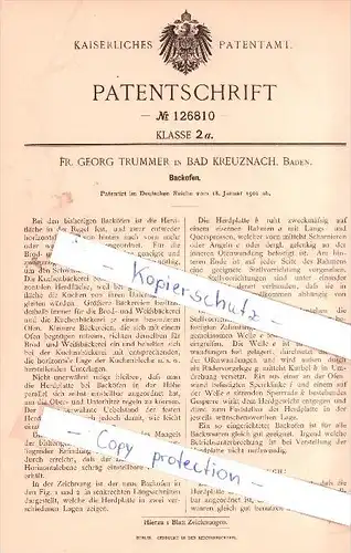 Original Patent -  Fr. Georg Trummer in Bad Kreuznach, Baden , 1901 , Backofen , Bäckerei , Bäcker  !!!