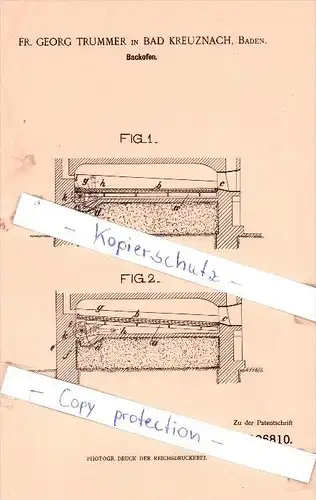 Original Patent -  Fr. Georg Trummer in Bad Kreuznach, Baden , 1901 , Backofen , Bäckerei , Bäcker  !!!