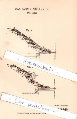 Original Patent - Max Zahn in Artern i. Th. , 1899 , Treppenrost !!!